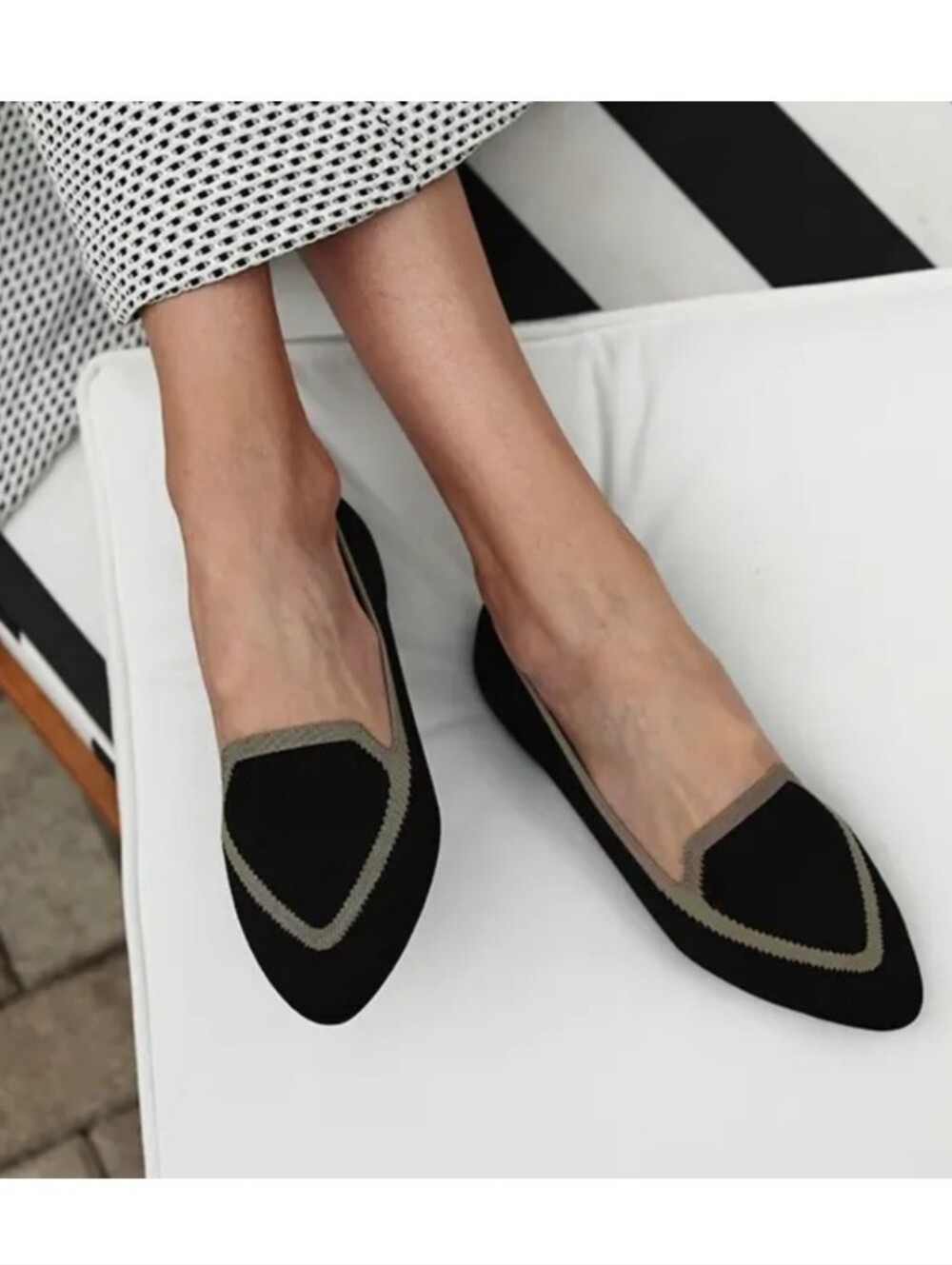 Birdies The Blackbird Black Flat Slip On Knit Loafer Shoes Women's Size 9